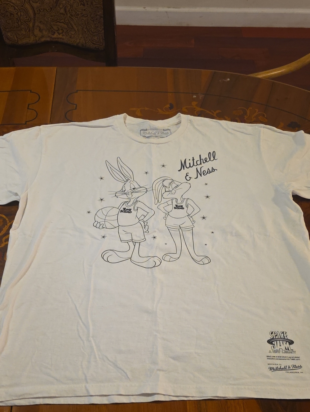 Mitchell & Ness White Space Jam Outline Character Tee